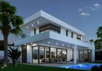 REF 10231 New build luxury villas in Sierra Cortina, Costa Blanca, Finestrat-Benidorm by night