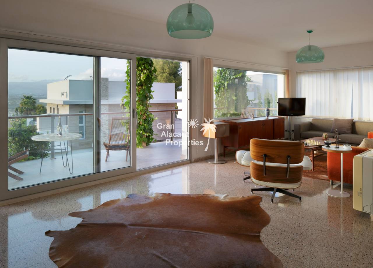 REF 20217 Albir mid-century modern villa living room open plan